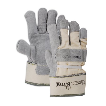 MAGID Clean King TB23EHKV Side Leather Palm Glove with Kevlar Liner, L, 12PK TB23EHKV-L